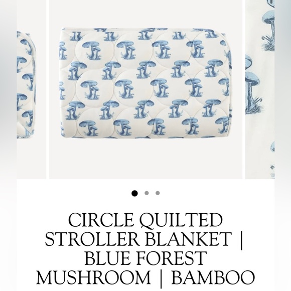 CIRCLE QUILTED STROLLER BLANKET | BLUE FOREST MUSHROOM | BAMBOO toadstool quilt